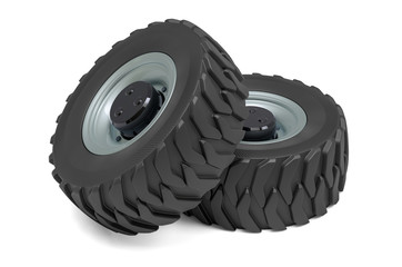 Forklift Truck wheels, 3D rendering