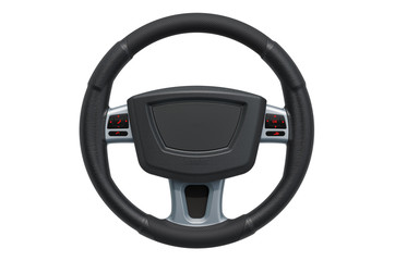 Steering wheel, front view. 3D rendering