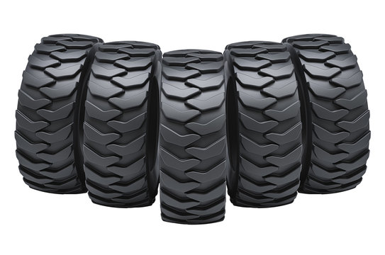 Solid forklift tires or truck tires. 3D rendering