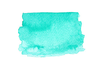 Green watercolor painting isolated on white background	