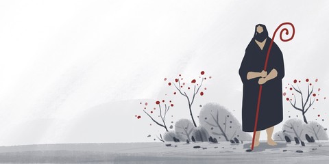 Shepherds. White background used for media design. It is an illustration style.