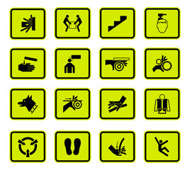 Warning Hazard Symbols labels Sign Isolated on White Background,Vector Illustration