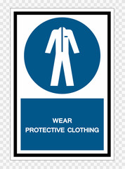 Wear Protective Clothing Symbol Sign Isolate on transparent Background,Vector Illustration