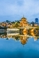 Fototapeta premium Night view of Jiaxiu pavilion in Guiyang, Guizhou, China