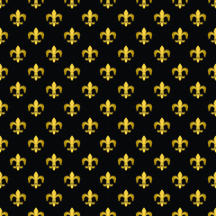Fleur-de-lis seamless texture, pattern, background. Heraldic lily vector wallpaper 