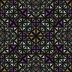 Colorful abstract seamless curved triangle mosaic kaleidoscope wallpaper pattern - tribal vector background graphic design