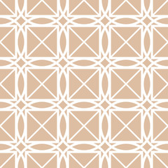 Geometric seamless pattern. White print on brown beige background