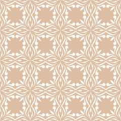 Naklejka na ściany i meble Floral seamless background. White pattern on beige