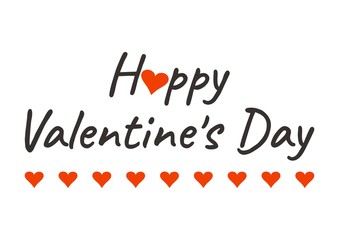 Happy Valentine's Day greeting card with red hearts. Vector illustration