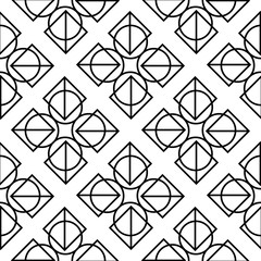 Geometric seamless pattern. Black design on white background