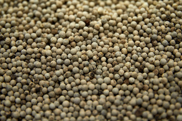 spice dried peas peas white, black, red, mix, pepper mills. Close up background