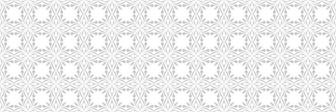 Floral Seamless Pattern. Gray Design On White Background