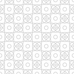 Geometric print with circles. Gray pattern on white seamless background