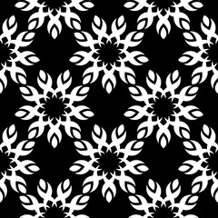 Fototapeta na wymiar Seamless pattern. Black flowers on white floral background