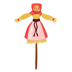 Carnival scarecrow isolated on a white background. Vector graphics
