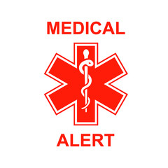 Medical alert sign. Clipart image isolated on white background - obrazy, fototapety, plakaty