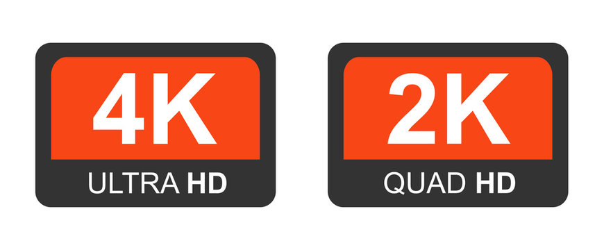 4k ultra hd and 2k quad hd. Modern technology signs. Vector illustration symbol Monitor display Label