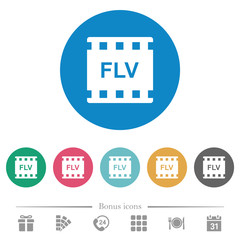 FLV movie format flat round icons