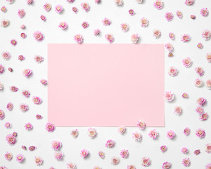 Romantic flowers frame for photo or congratulation.