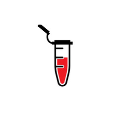 Blood collection tube glyph icon. Clipart image isolated on white background