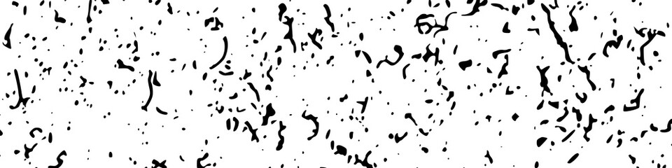 Black and white pattern backdrop. Scratches texture background. Overlay grunge. Wide horizontal long banner for site. Vector illustration,eps 10.