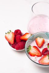berries, yogurt and porridge with yogurt and berries