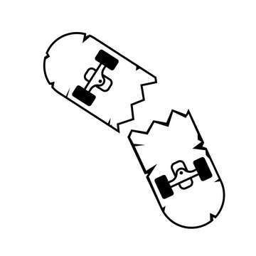 Broken skateboard icon. Clipart image isolated on white background