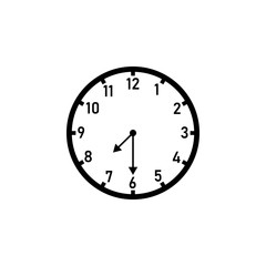 Wall clock displaying 7:30. Clipart image isolated on white background