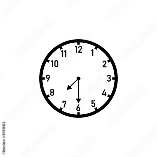 Wall Clock Displaying 7 30 Clipart Image Isolated On White Background Wall Mural Dzm1try