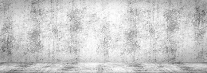 Wall texture Concrete floor panorama cement floor and wall backgrounds, room for display products. 