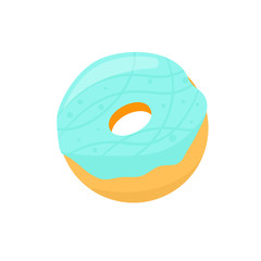 Teal donut icon. Clipart image isolated on white background