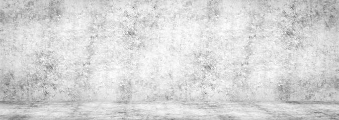 Wall texture Concrete floor panorama cement floor and wall backgrounds, room for display products. 