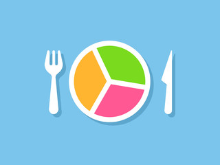 Food portion control design. Clipart image isolated on white background