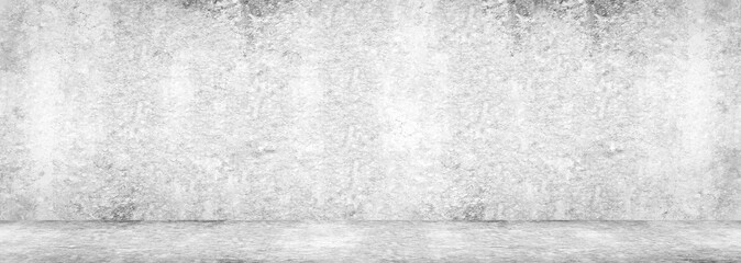 Wall texture Concrete floor panorama cement floor and wall backgrounds, room for display products. 