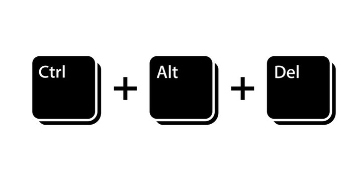 Ctrl Alt Del key icon. Clipart image isolated on white background