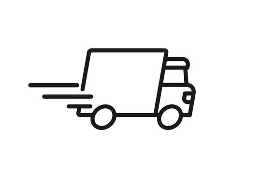 Fast shipping delivery truck flat vector icon for apps and websites