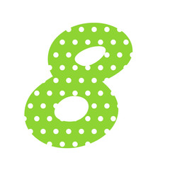 Polka dot number 8. Clipart image isolated on white background