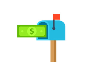 Money mailbox icon. Clipart image isolated on white background