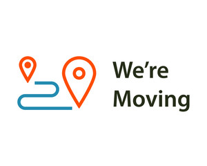 We're moving Moving card design. Clipart image isolated on white background
