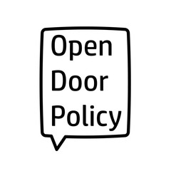 Open door policy speech bubble. Clipart image isolated on white background