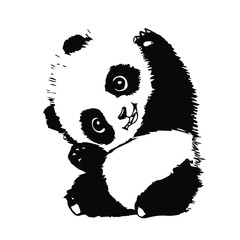 Mom & baby animals wild panda. Vector illustration on a transparent background.