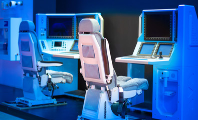 Enterprise control panel. Safety control at the enterprise. Place for the coordinator. Remote control of the plant. Production management. Workplace Manager in the factory. Equipment for dispatching