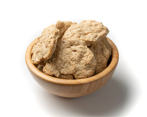 Raw Dehydrated Soy Meat or Soya Chunks Isolated