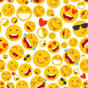 Emoji seamless pattern. Clipart image isolated on white background