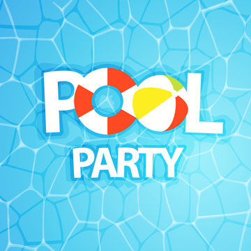 Pool party poster design. Clipart image isolated on white background