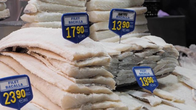 Portugese Bacalhau ,salted codfish or salt cod isolated texture background
