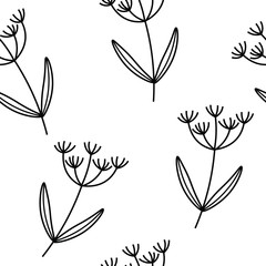 Vector black flowers seamless pattern