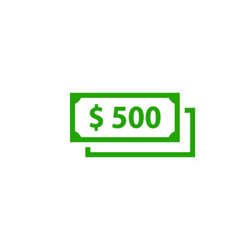 500 Cash icon. Clipart image isolated on white background