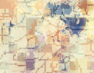 Fototapeta na wymiar Yellow background texture pattern. Abstract modern military camo ornament of rectangles for army, sand color textile print.