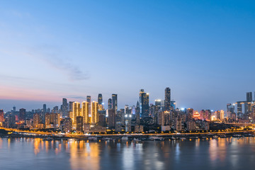 Obraz na płótnie Canvas Night view from high buildings along the Yangtze River in Chongqing, China